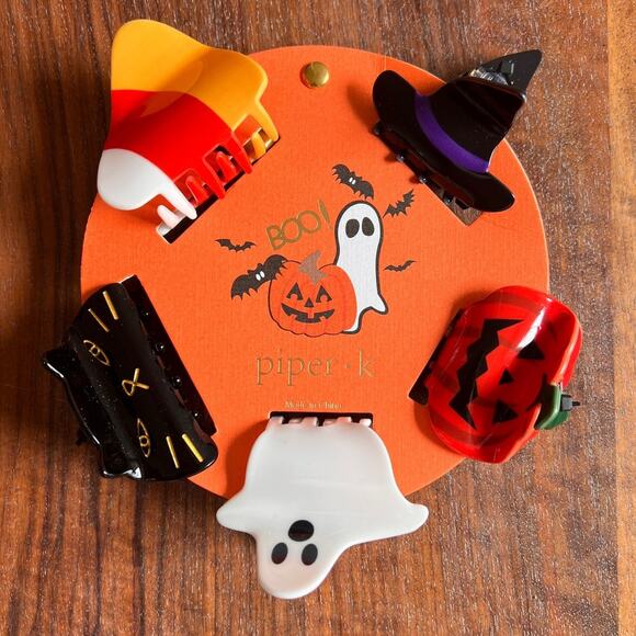Piper K Halloween Hair Claw Clip Set Ghost‎ Pumpkin Witch Candy Corn NEW - Picture 4 of 5